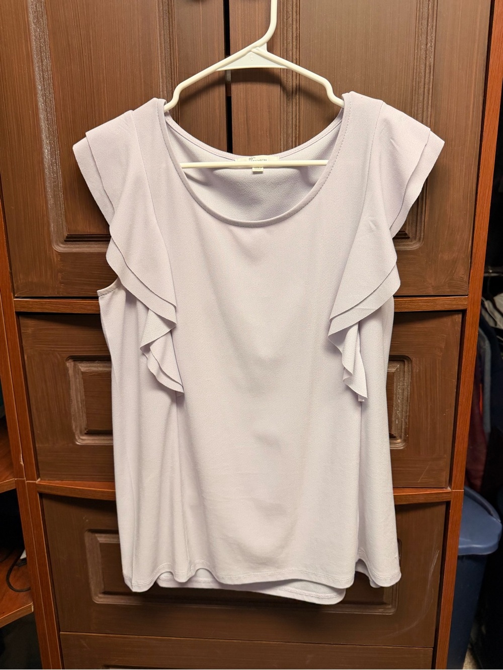 89th & Madison Light Lavender Ruffle Sleeve Tank Top